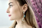Лунные эмалированные серьги с восьмиконечными звёздами. Серёжки с Месяцем и звёздами от бренда Empire — изображение 4