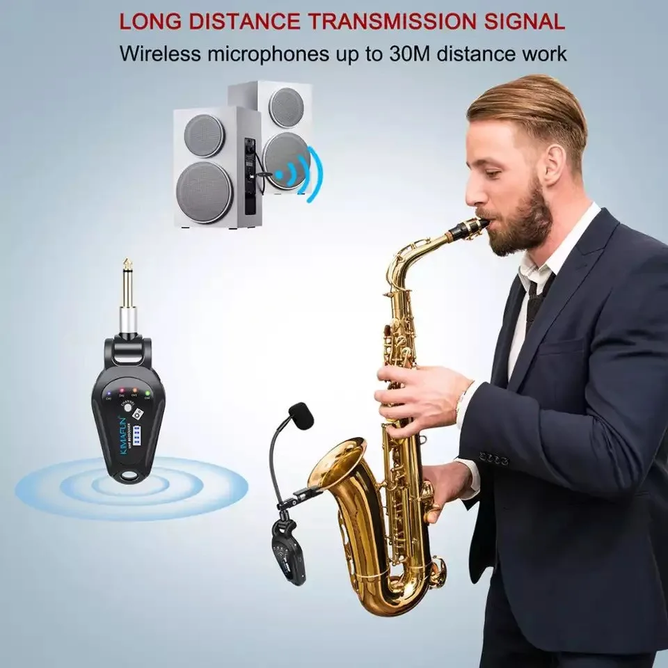 Микрофон для саксофона, инструментальный радио  микрофон Kimafun KM-U308B(A). Радиосистема — изображение 4