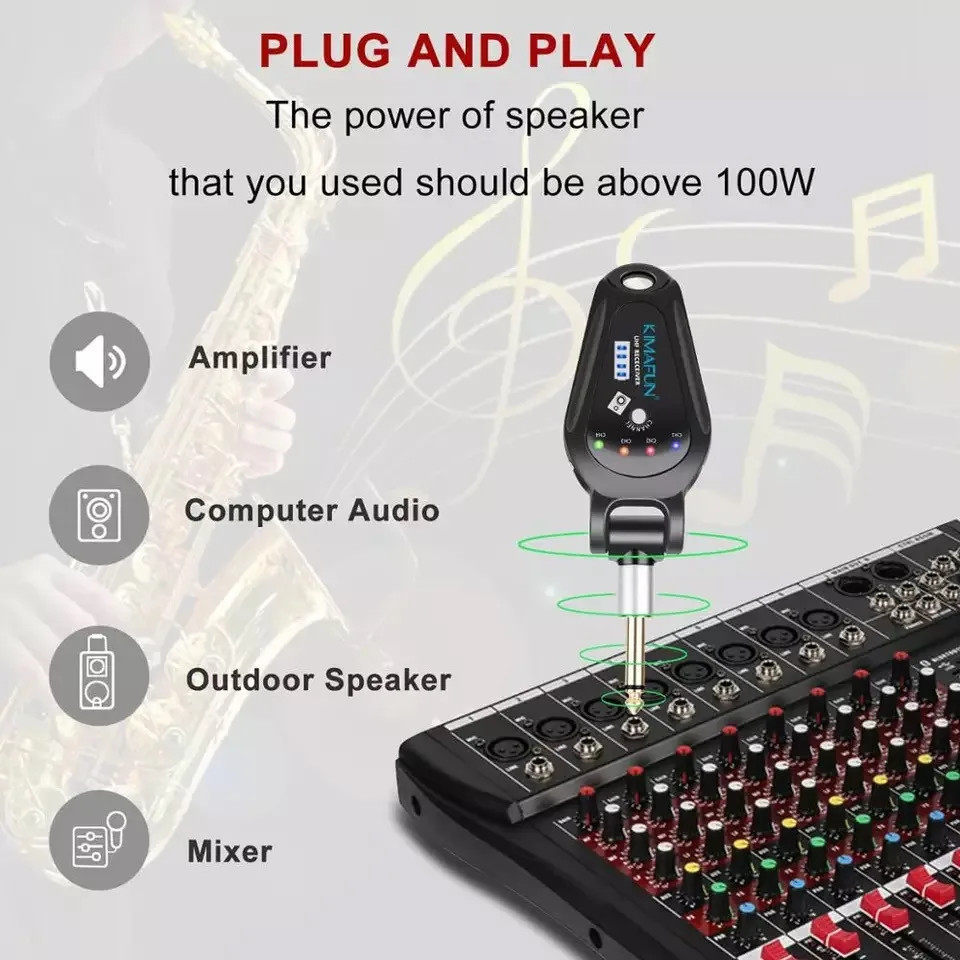 Микрофон для саксофона, инструментальный радио  микрофон Kimafun KM-U308B(A). Радиосистема — изображение 7