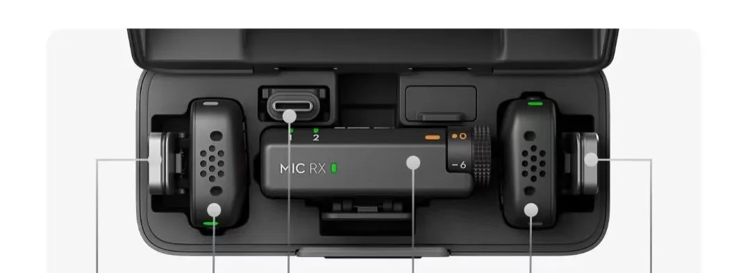 DJI Mic Mini — беспроводной микрофон (до 400 м), комплект 2 TX + 1 RX + зарядный кейс + чехол — изображение 6