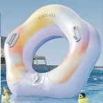 Надувной круг с  встроенным насосом и ручками AirFloat Pro Грейпфрутовий молочний 90 Дорослі - 90 кг