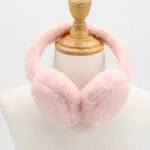 Бархатные меховые  наушники / теплые наушники для девушек  / зимние наушники Рожевий
