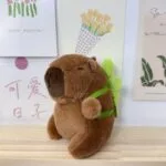 Мягкая игрушка Капибара — брелок 10- 12 см разные   Капибара 10 см с рюкзачком-черепашкой (зелёный) — изображение 4