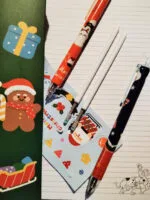 Новогодний набор  гелевых ручек Merry Christmas 2 шт + 2 стержня + стикеры — изображение 6