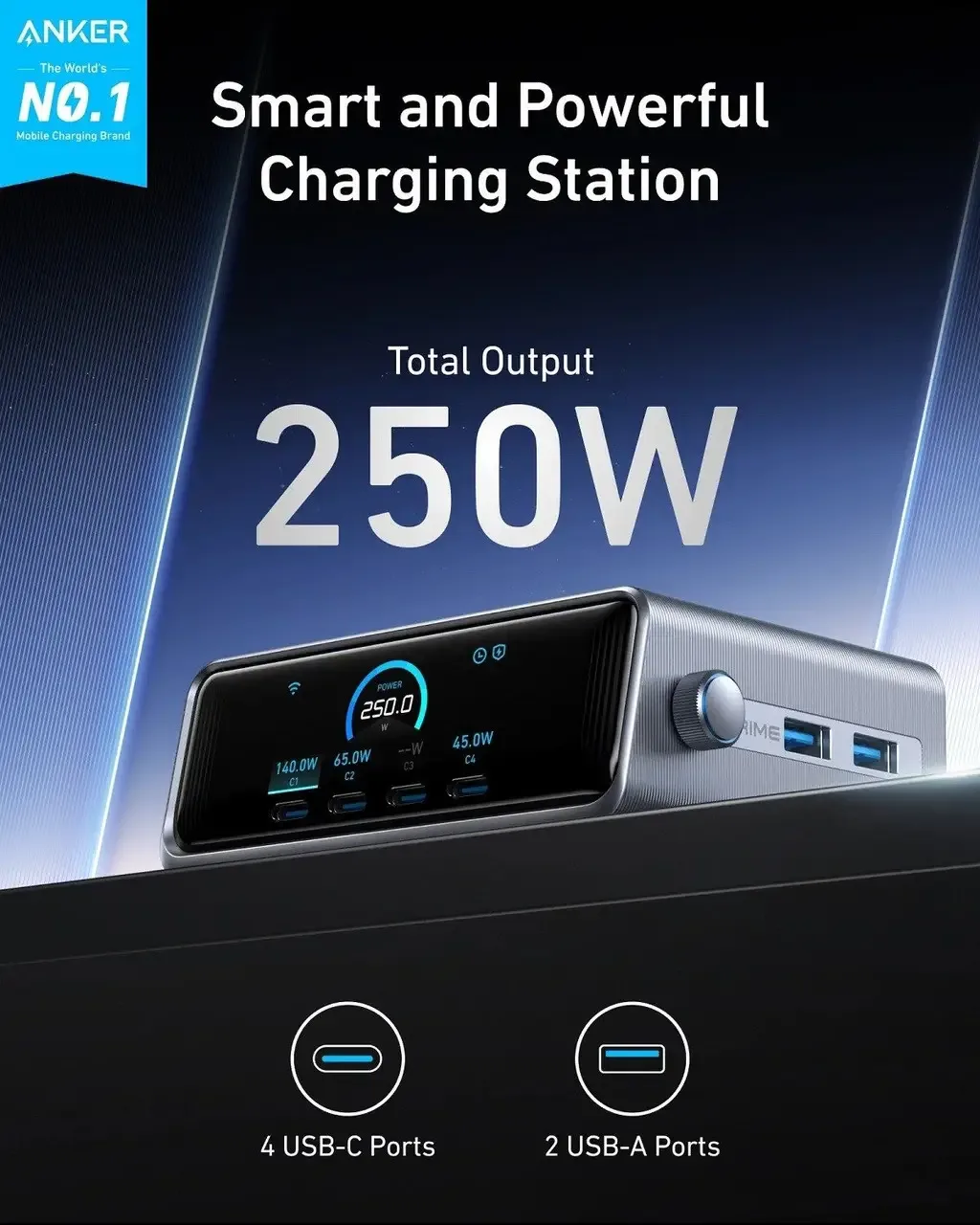 Зарядное устройство Anker 250W GaN Prime 6 портов — изображение 2