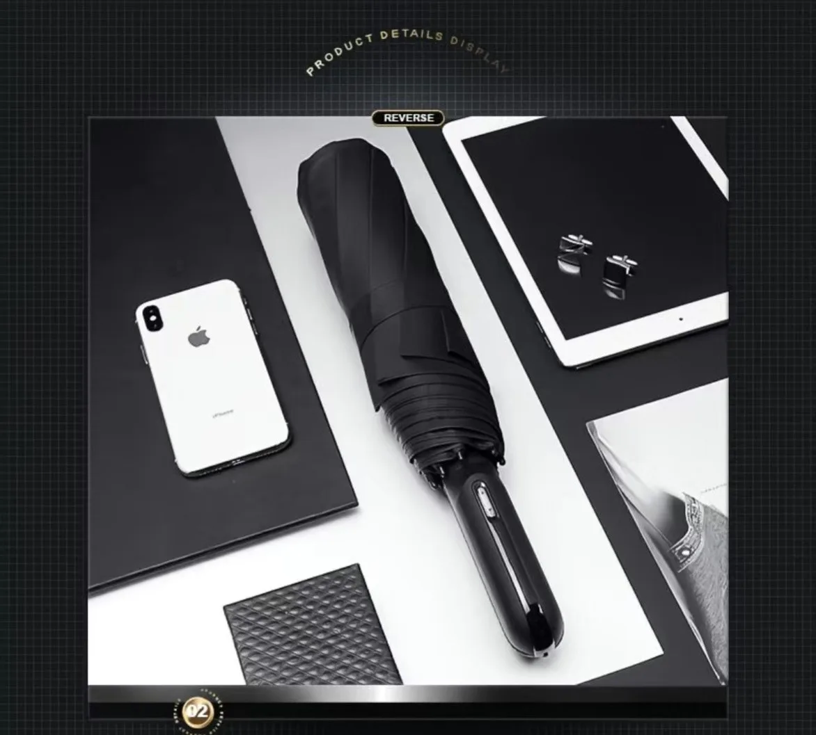 Magic Electric Umbrella 108 см | Автоматический зонт с электроприводом UPF50+ Чёрный люкс 115 — изображение 2