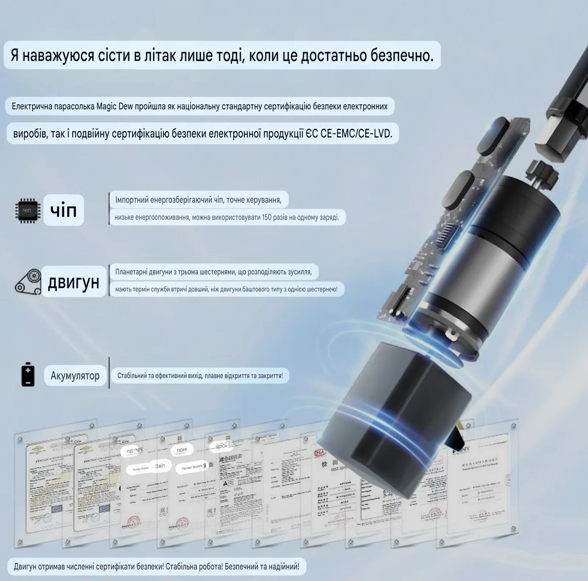 Magic Electric Umbrella 108 см | Автоматический зонт с электроприводом UPF50+ Чёрный люкс 115 — изображение 10