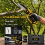 Аккумуляторная пила KOMYSHAN CA-801 — 800W, 2 АКБ ×21V 6000mAh! , автосмазка, 2 шины (6"/8"), кейс/2 цепи — изображение 2