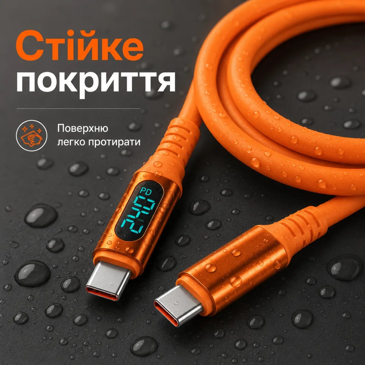 Type C кабель быстрая зарядка 100- 240W + дисплей + PD,  для всех  устройств. — изображение 7