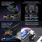 200W GaN Сверхмощный Travel Charger с цифровым TFT-дисплеем, кулером, 3×USB-C + USB-A и сменными вилками — изображение 13