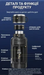 Car Kettle Ezmore 1500 мл 12V/24V — термос-чайник с регулировкой 30–100°C, антибактериальной сталью 304 и защитой от протекан — изображение 3