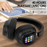 Беспроводные наушники Siindoo JH-ANC930PLUS   с съёмным магнитным сенсорным дисплеем • Hybrid ANC шумоподавление 40 часов — изображение 5