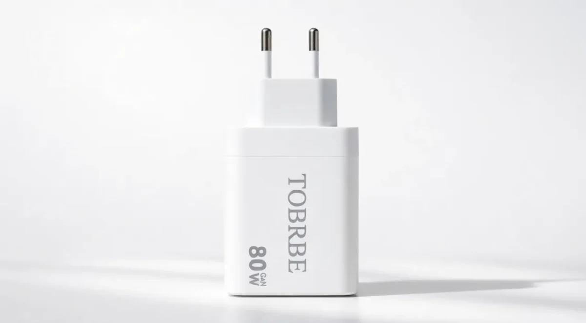 TOBRBE 80W GaN Зарядное устройство с выдвижным кабелем 80 см, 3 порта A+2C, быстрая зарядка для ноутбука и смартфона — изображение 2