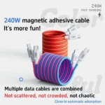 Магнитный кабель быстрой зарядки 240W USB Type-C / USB-C для iPhone, Samsung, Huawei, ноутбуков и планшетов Оранжевый — изображение 2