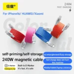 Магнитный кабель быстрой зарядки 240W USB Type-C / USB-C для iPhone, Samsung, Huawei, ноутбуков и планшетов синий — изображение 7