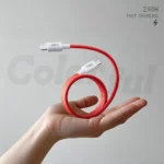 Магнитный кабель быстрой зарядки 240W USB Type-C / USB-C для iPhone, Samsung, Huawei, ноутбуков и планшетов красный — изображение 5