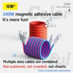 Магнитный кабель быстрой зарядки 240W USB Type-C / USB-C для iPhone, Samsung, Huawei, ноутбуков и планшетов синий — изображение 8