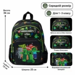 Школьный рюкзак Minecraft Smiggle 36×25×13 см  | Детский рюкзак с водоотталкивающей тканью и ярким принтом — изображение 8