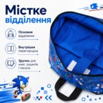 Школьный рюкзак Sonic Smiggle 42×30×15 см  | Детский рюкзак Соник с мягкими лямками и водоотталкивающей тканью — изображение 4