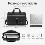 Деловая сумка для ноутбука WEIXIER 15.6″ черная | Мужской бизнес-портфель из PU кожи с плечевым ремнем — изображение 2