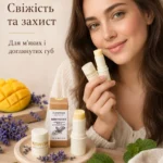 Натуральный бальзам для губ KOMYSHAN HandMade  "Лаванда + Мята + Манго"
