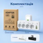 Розетка-адаптер с ночником 2500W на 4 розетки, 2 USB и Type-C, с отдельными кнопками включения — изображение 8