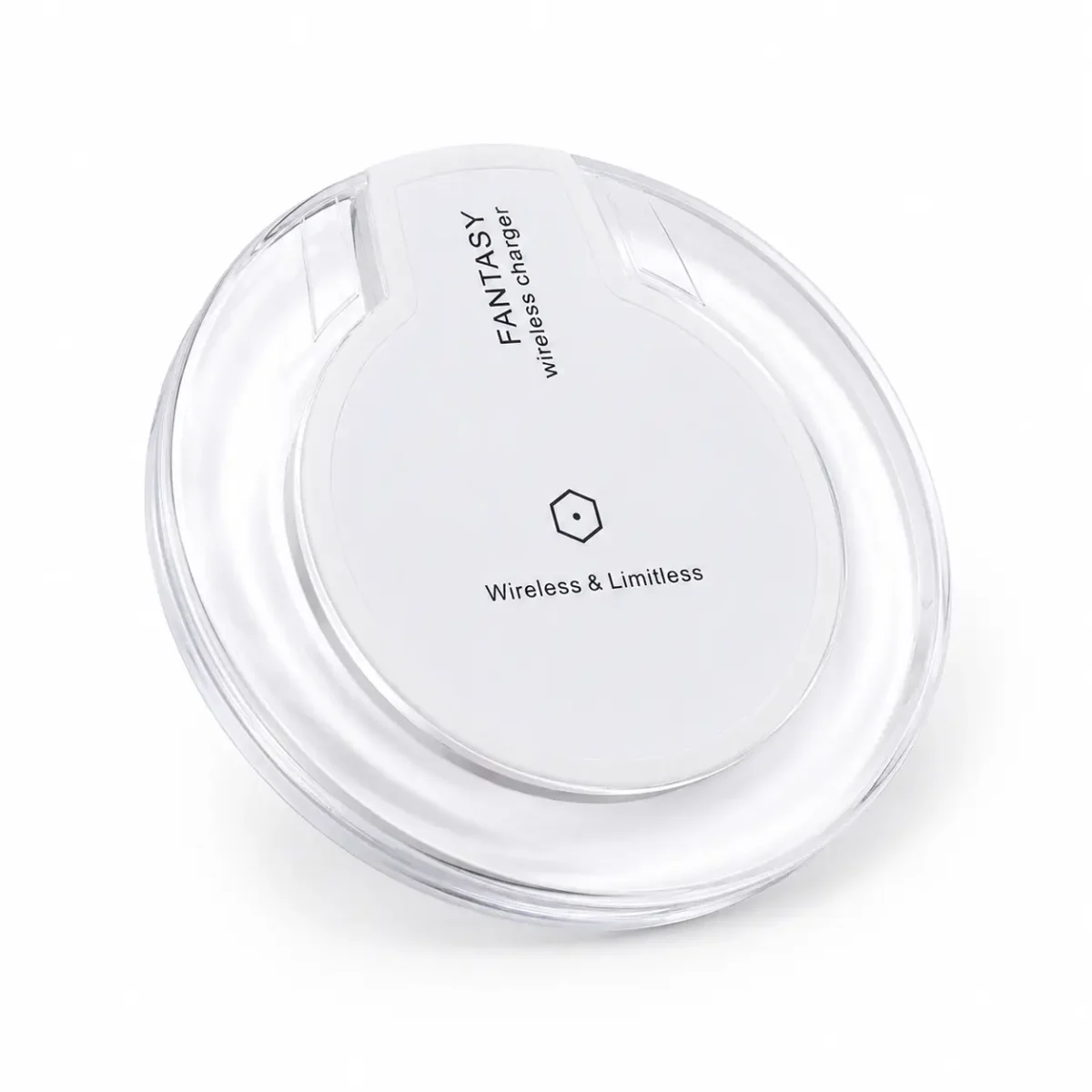 Беспроводная зарядка Fantasy Wireless Charger Qi Standard для смартфона, прозрачная круглая, распродажа — изображение 6