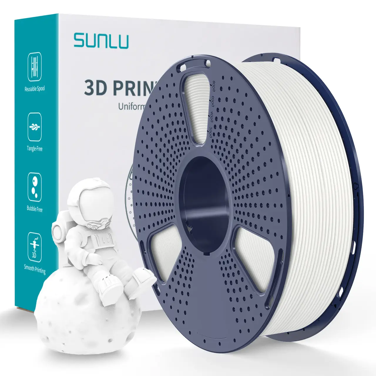 7489059392_filament-sunlu-pla.png Филамент SUNLU PLA Matte White 1.75 мм 1 кг, матовый белый пластик для 3D-принтера — изображение 1