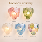 Настенное бра Murano из декоративного цветного стекла 34×32 см, E14×2, золото/хром Голубой — изображение 8