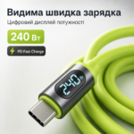 120-240W PD Type-C to Type-C кабель с цифровым дисплеем, 480 Мбит/с, 1.5 м — изображение 5