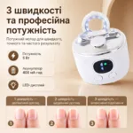Профессиональная электрическая машинка для стрижки ногтей 3 в 1 с лупой 2,5×, LED-подсветкой, 3 скоростями и контейнером для срезов — изображение 8