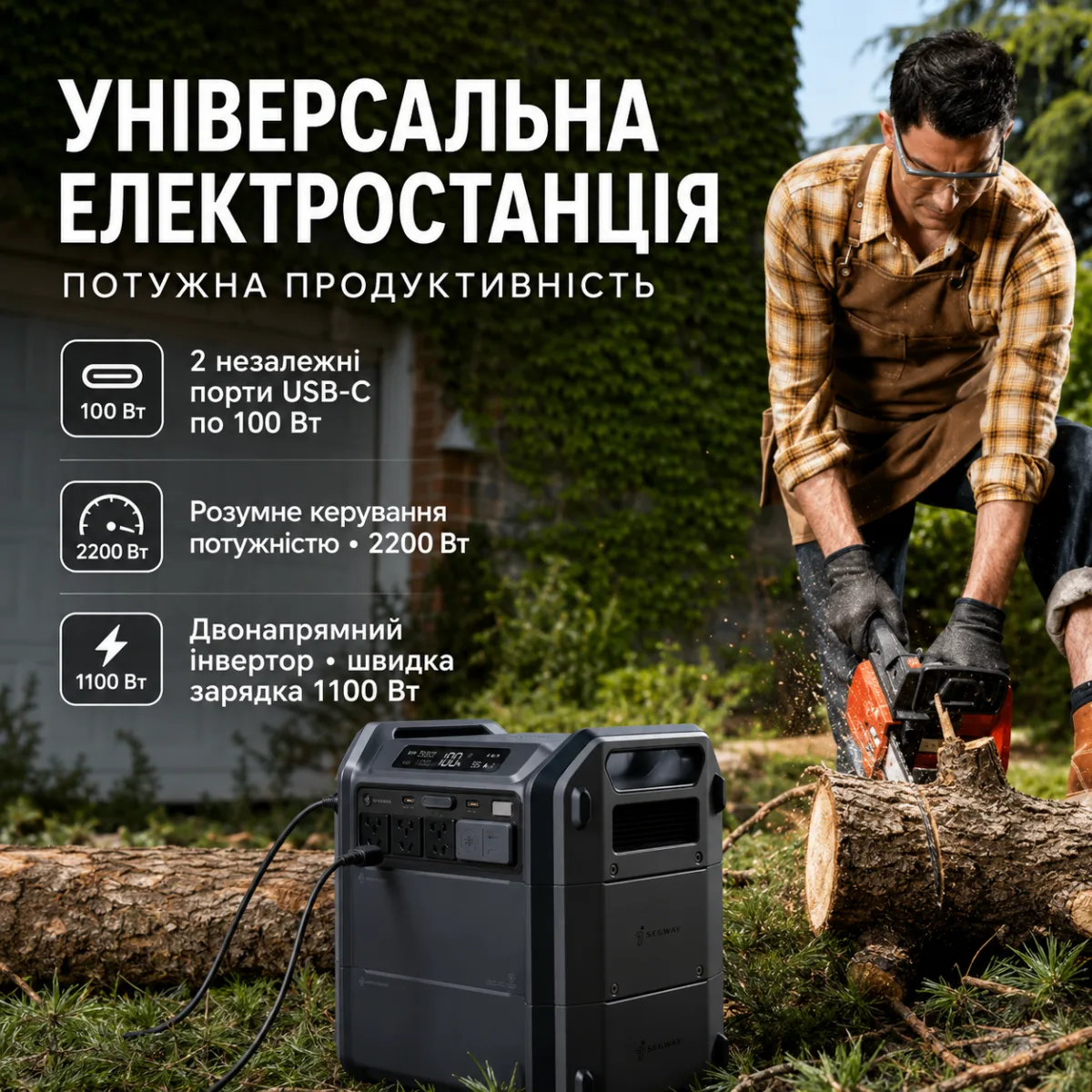 Портативная зарядная станция Segway CUBE 2000 2200W 2048Wh LiFePO4 — изображение 11