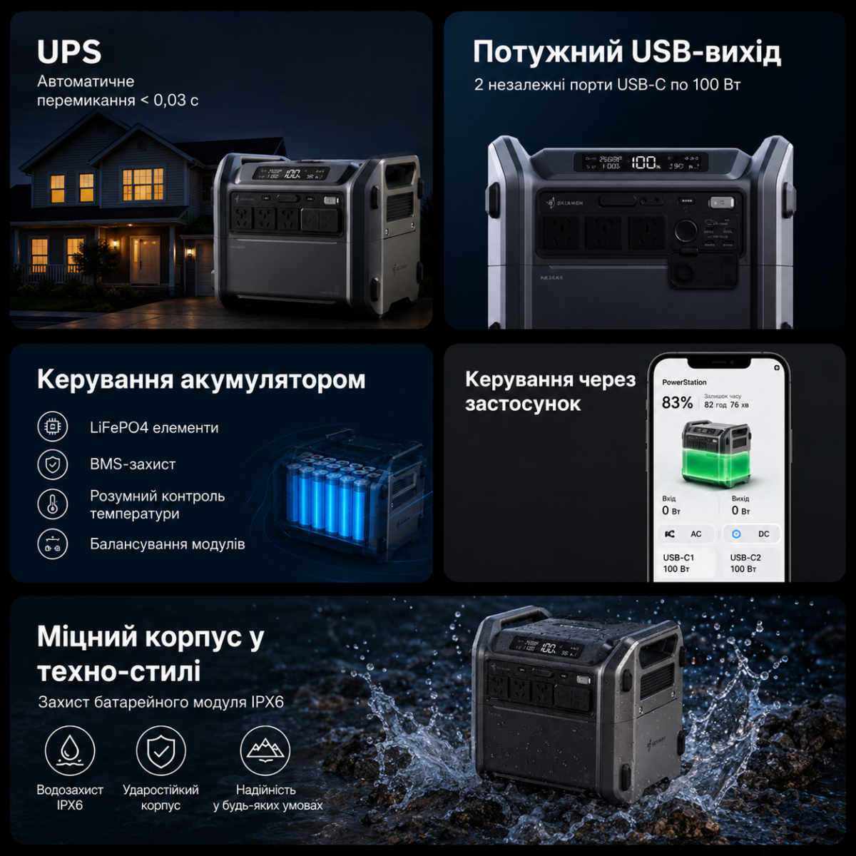 Портативная зарядная станция Segway CUBE 2000 2200W 2048Wh LiFePO4 — изображение 6