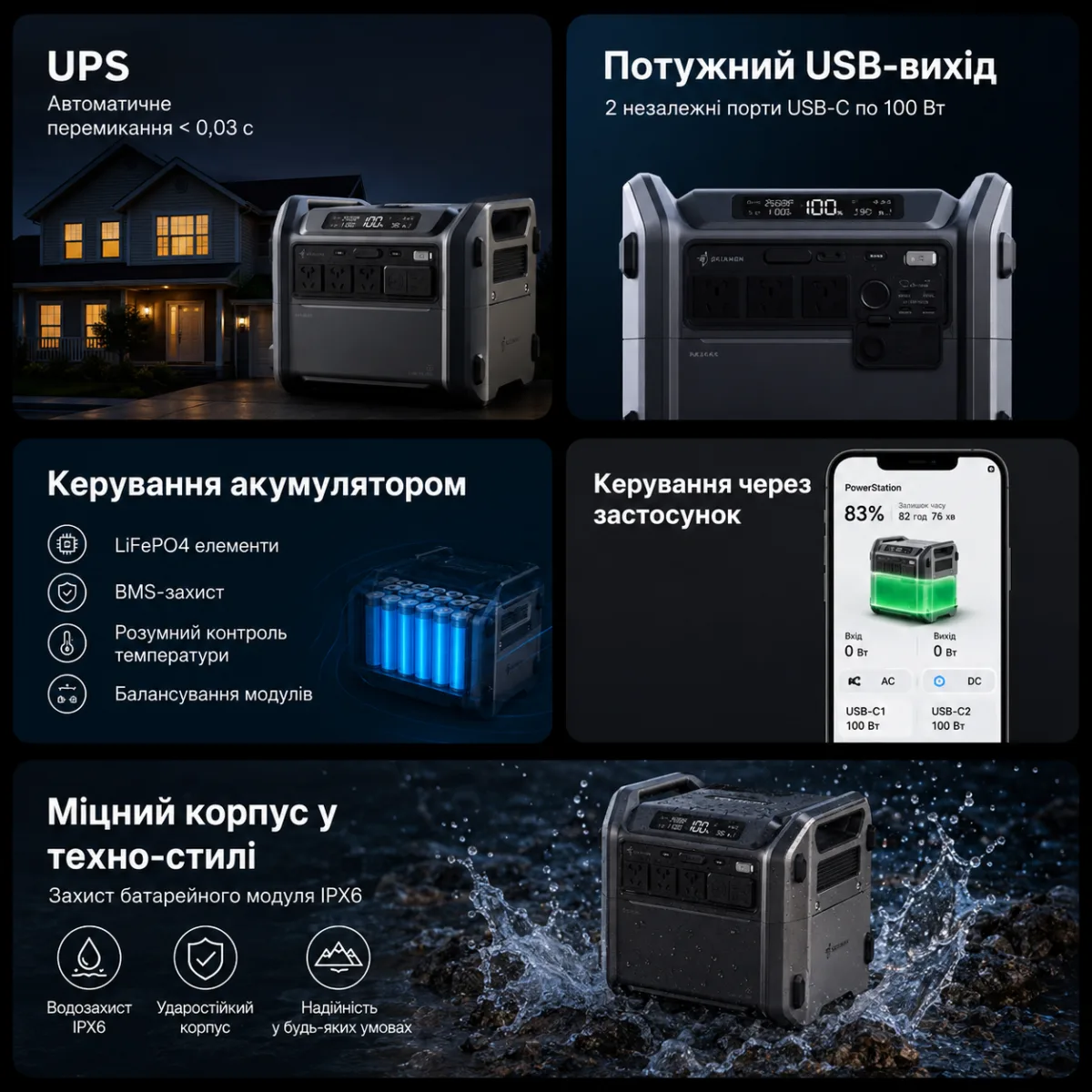 Портативная зарядная станция Segway CUBE 2000 2200W 2048Wh LiFePO4 — изображение 6