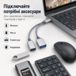 OTG переходник Type-C на USB + Type-C 5V/2A 10W, разветвитель для телефона, планшета, ноутбука — изображение 7