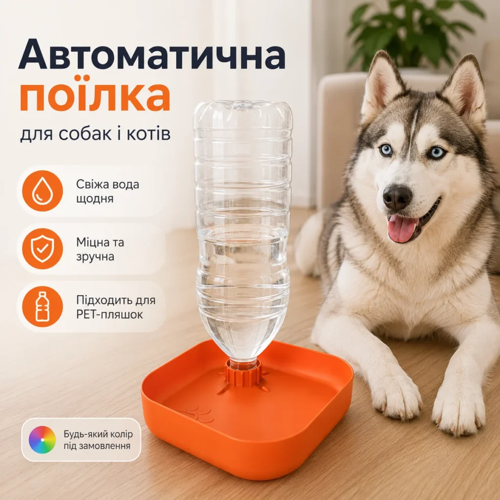 Автоматическая миска-поилка для собак и кошек под PET-бутылку