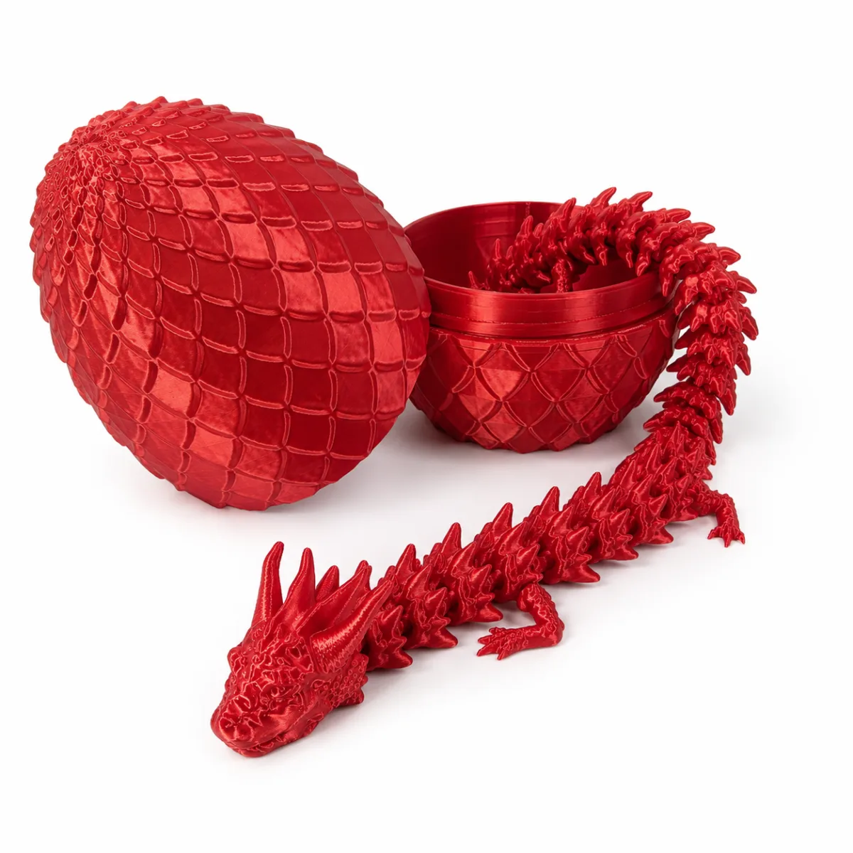 Большой подвижный 3D-дракон в драконьем яйце, 40 см, красный  Silk, подарок детям и взрослым — изображение 3