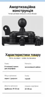 Антивибрационный держатель телефона для мотоцикла 360° с зарядкой MagSafe, Type-C и креплением для GoPro  — на руль или под зеркало, с зарядкой или без — изображение 24