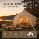 Надувная глэмпинг-палатка 4×4×2,8 м — бежевая, для базы отдыха, глэмпинга и кемпинга