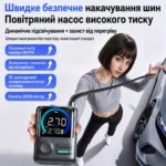 Портативный автомобильный компрессор CAFELE 180 PSI, 10500 мА·ч, 160 Вт, бесщеточный, 12 В, автостоп — изображение 3