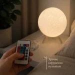 Настольная лампа Луна 3D RGB с пультом, 16 цветов, USB — изображение 8