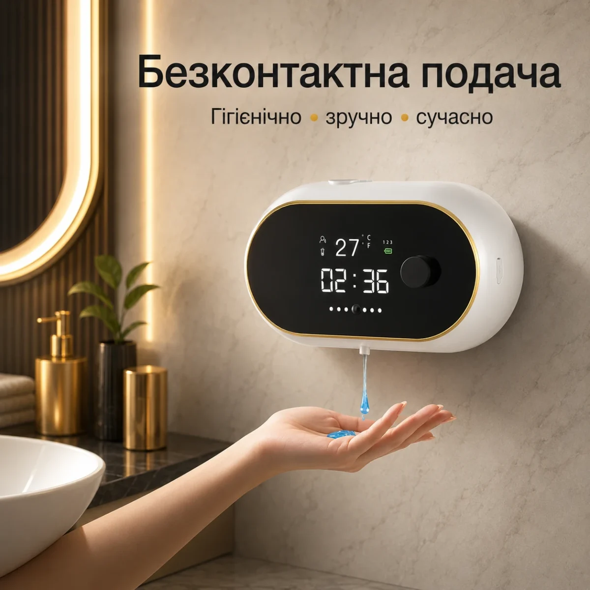 Автоматический сенсорный дозатор MYX-W2 для геля и жидкого мыла, 2000 мАч, Smart Display, IPX5 — изображение 9