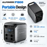 Портативная зарядная станция ALLPOWERS P1800 1800W 1024Wh LiFePO4, пик 3600W, Wi‑Fi/Bluetooth — изображение 8