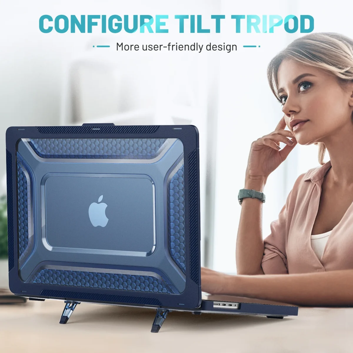Противоударный чехол-накладка с подставкой для MacBook Pro 16″ A2141/A2485/A2780, PC+TPU — изображение 7