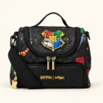 Детская термосумка для ланча Smiggle Hogwarts, 2 отделения, черная с плечевым ремнем — фото 1
