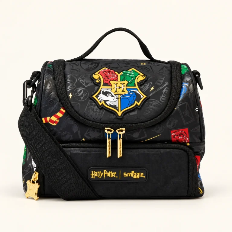Детская термосумка для ланча Smiggle Hogwarts, 2 отделения, черная с плечевым ремнем — фото 1