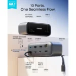 USB-C хаб Anker A210C 10-в-1 с экраном, HDMI, DisplayPort, 4K 144 Гц — ports