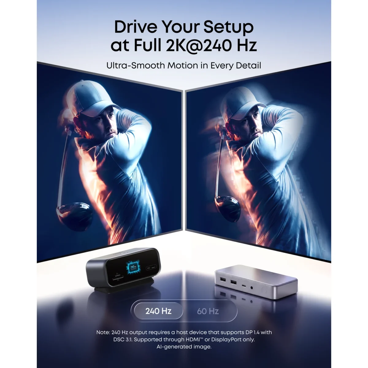 USB-C хаб Anker A210C 10-в-1 с экраном, HDMI, DisplayPort, 4K 144 Гц — display