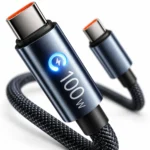 Кабель USB-C на USB-C 100 Вт, 1 м, с автоотключением и цветовой индикацией — black-macro