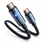 Кабель USB-C на USB-C 100 Вт, 1 м, с автоотключением и цветовой индикацией — black-main